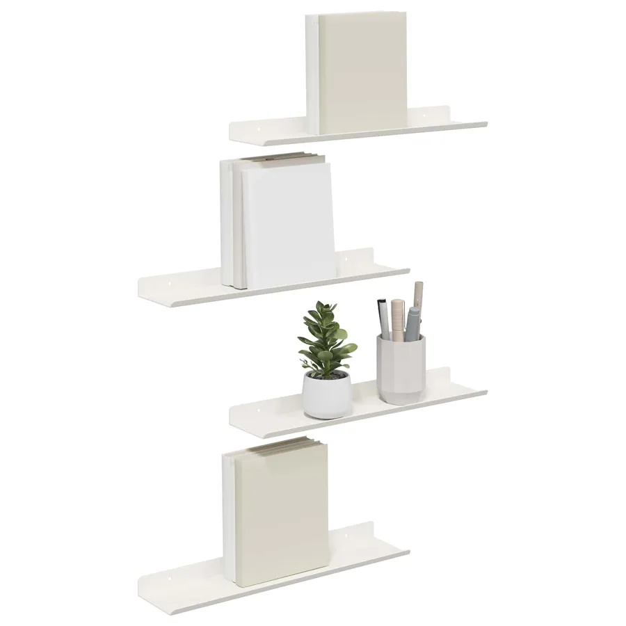 Étagère flottante 4 pcs Blanc 40 x 8,5 x 2,5 cm Acier - 3