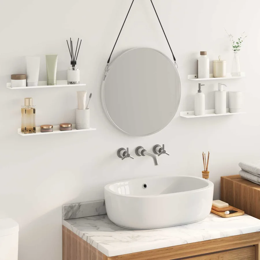 Étagère flottante 4 pcs Blanc 40 x 8,5 x 2,5 cm Acier - 4