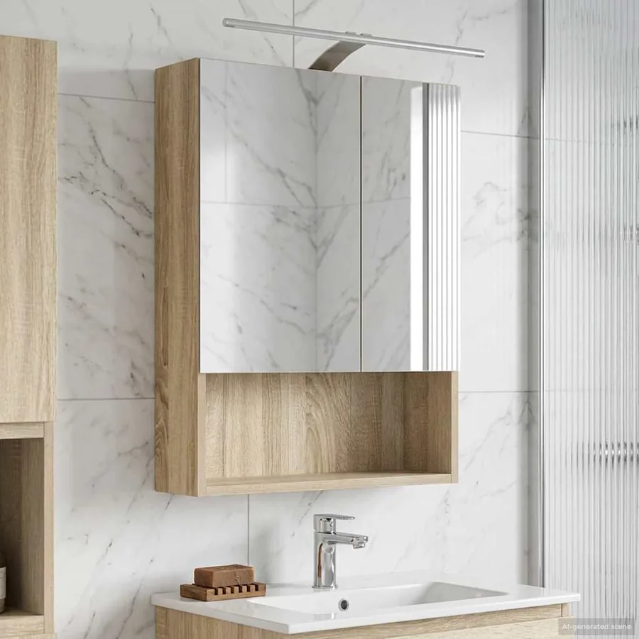 Armoire Miroir de Salle de Bain Chêne Sonoma 50 x 14,5 x 70 cm