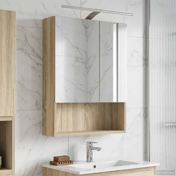 Armoire Miroir de Salle de Bain Chêne Sonoma 50 x 14,5 x 70 cm