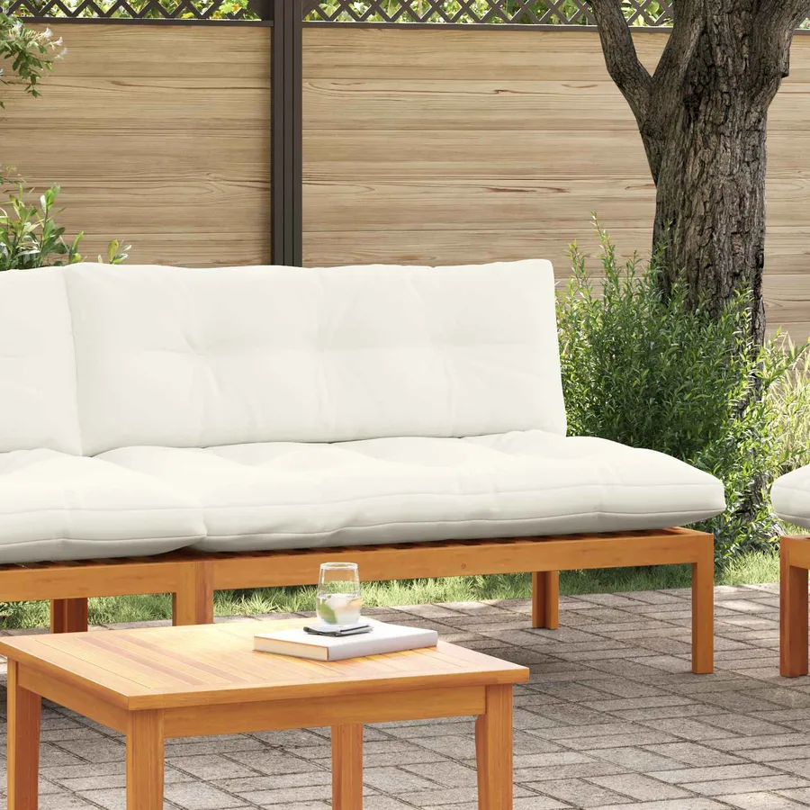 Sofa de jardin milieu Blanc Naturel et Crème Bois d'acacia - 3