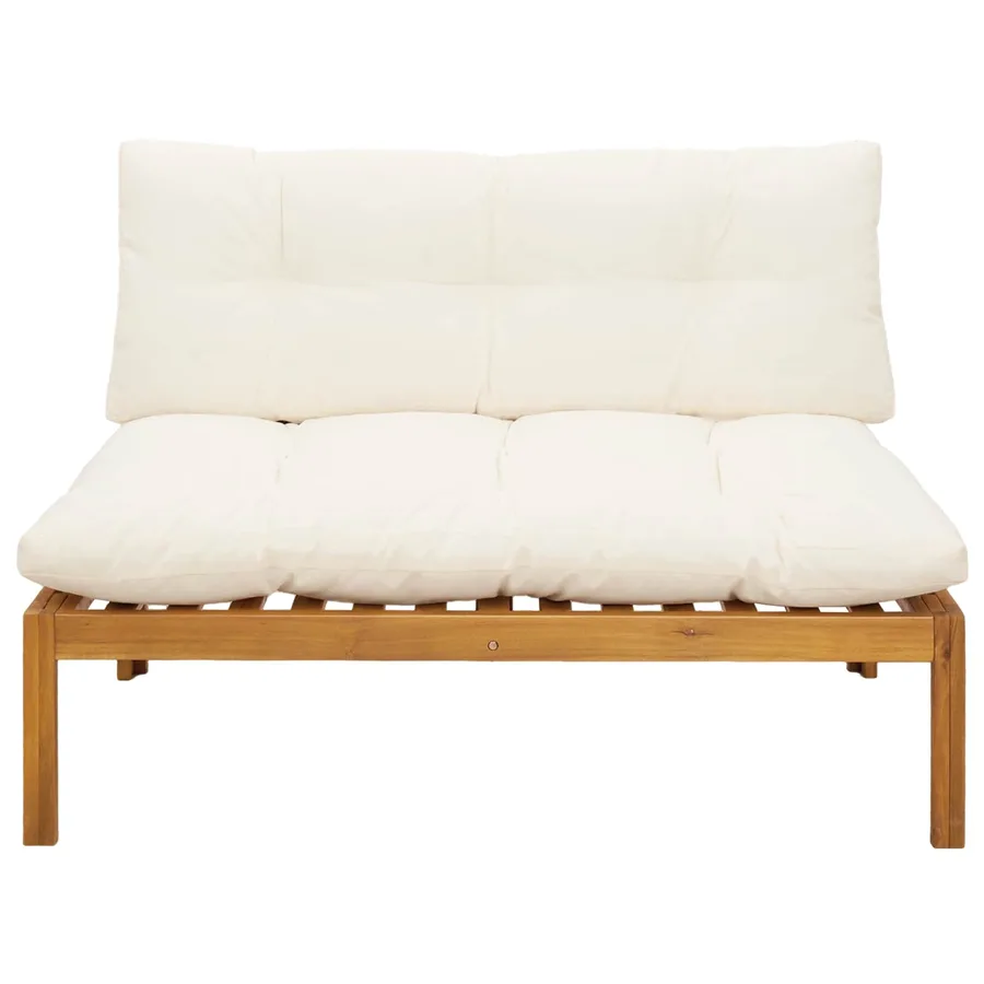 Sofa de jardin milieu Blanc Naturel et Crème Bois d'acacia - 5