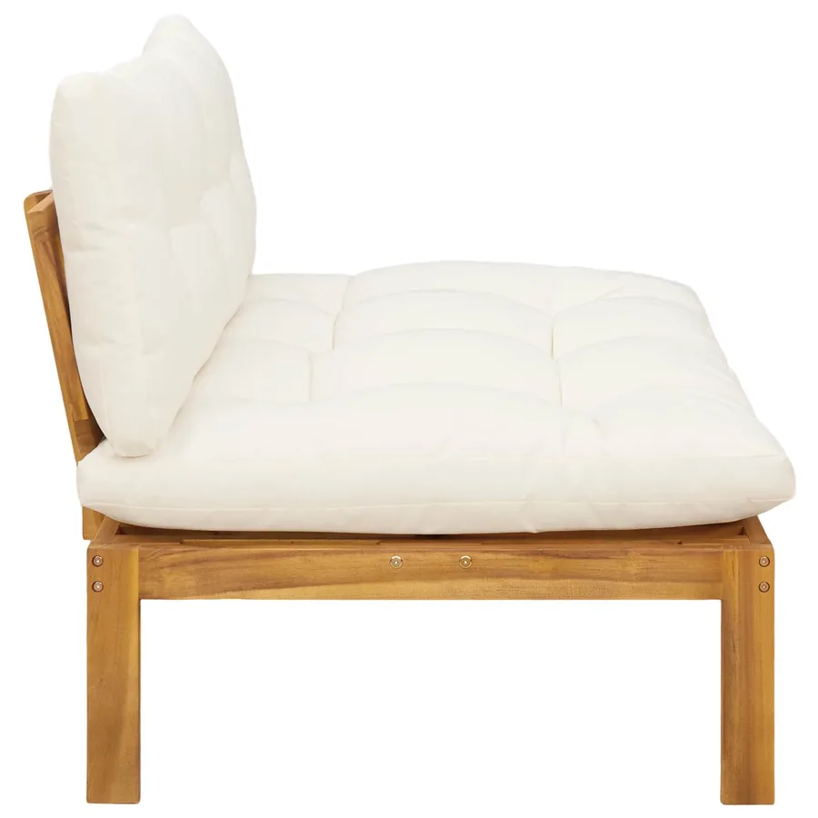 Sofa de jardin milieu Blanc Naturel et Crème Bois d'acacia - 6