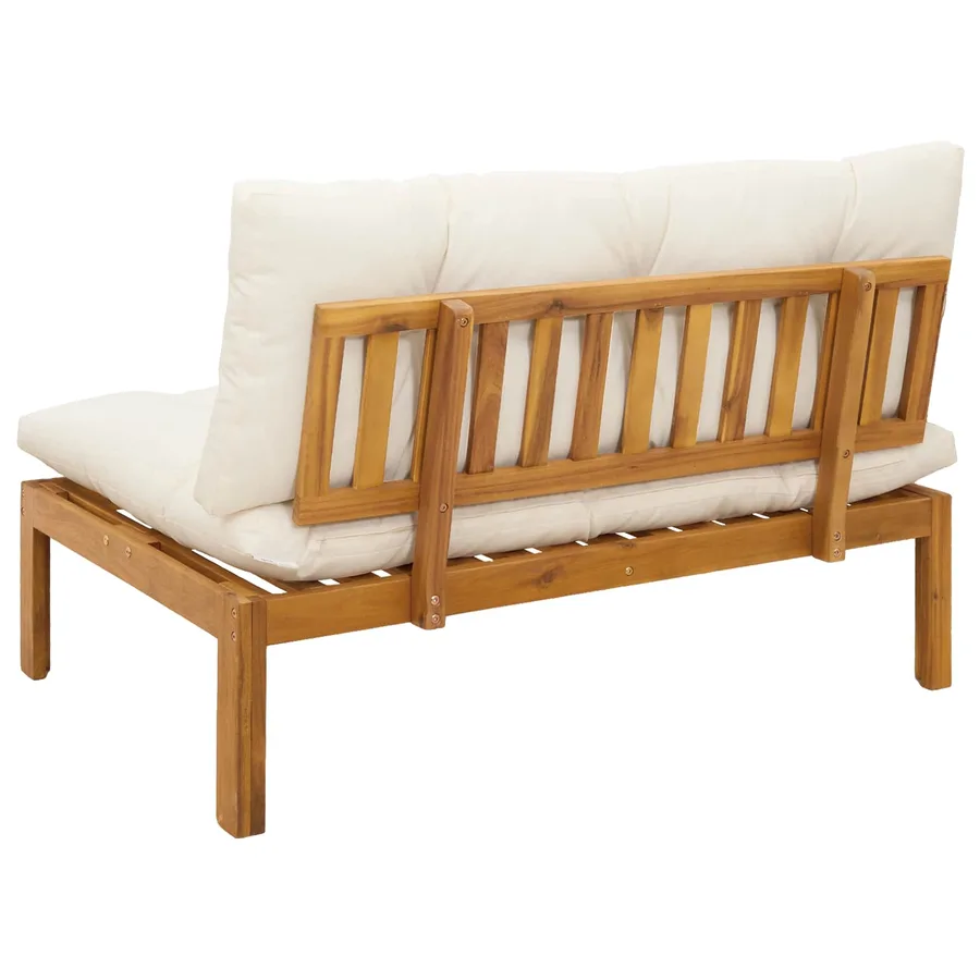Sofa de jardin milieu Blanc Naturel et Crème Bois d'acacia - 7