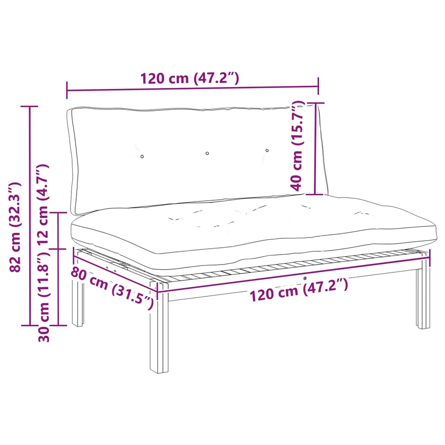 Sofa de jardin milieu Blanc Naturel et Crème Bois d'acacia - 8