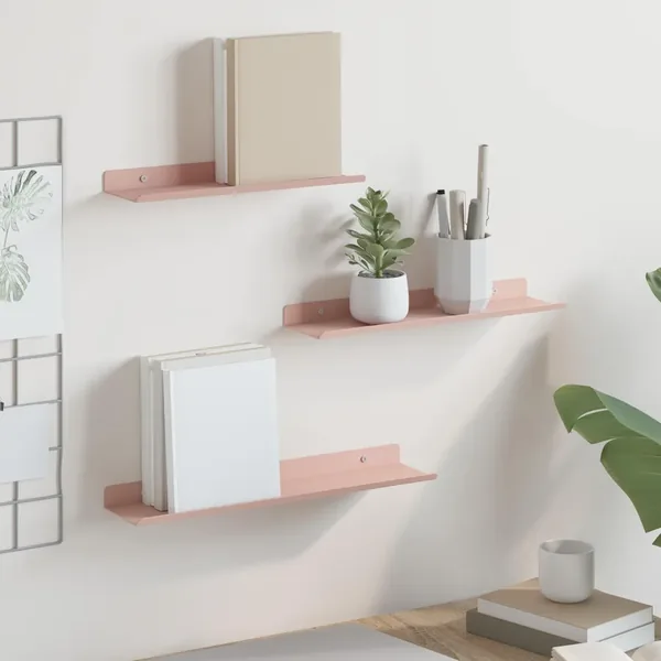 Étagère flottante 3 pcs Rose 40 x 9 x 2,5 cm Acier