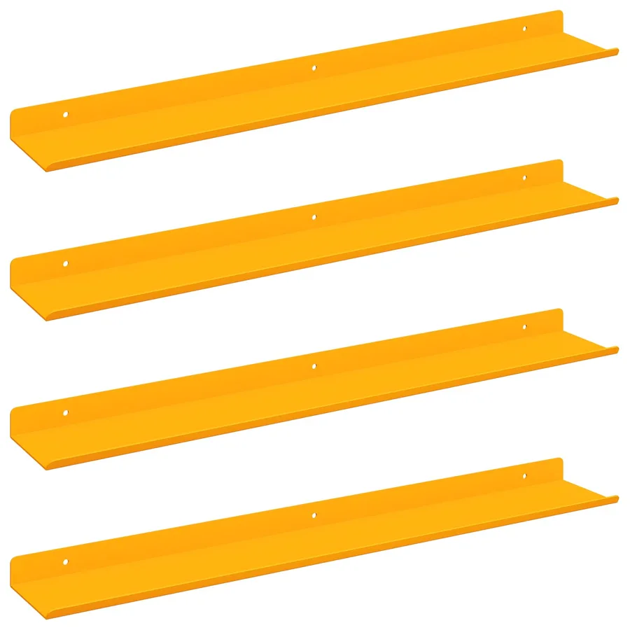 Étagère flottante 4 pcs Jaune moutarde 60 x 8,5 x 2,5 cm Acier - 2