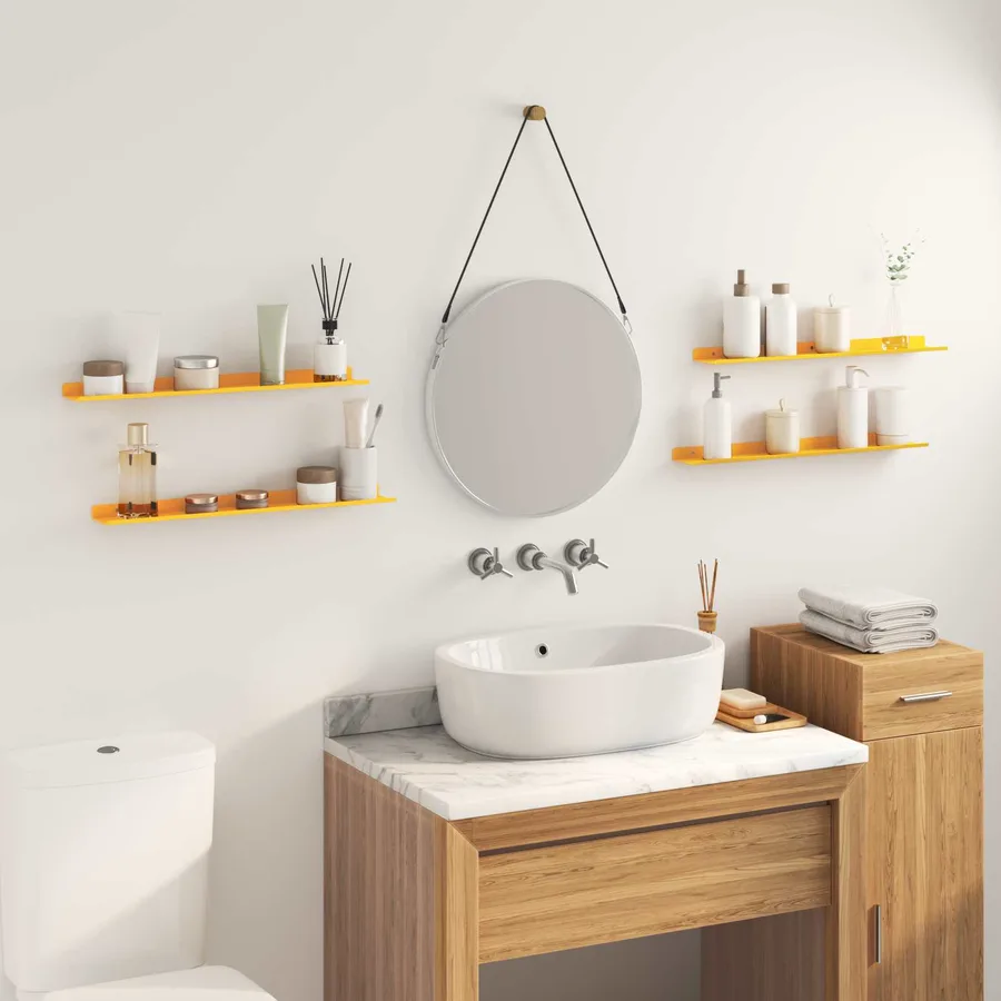 Étagère flottante 4 pcs Jaune moutarde 60 x 8,5 x 2,5 cm Acier - 4