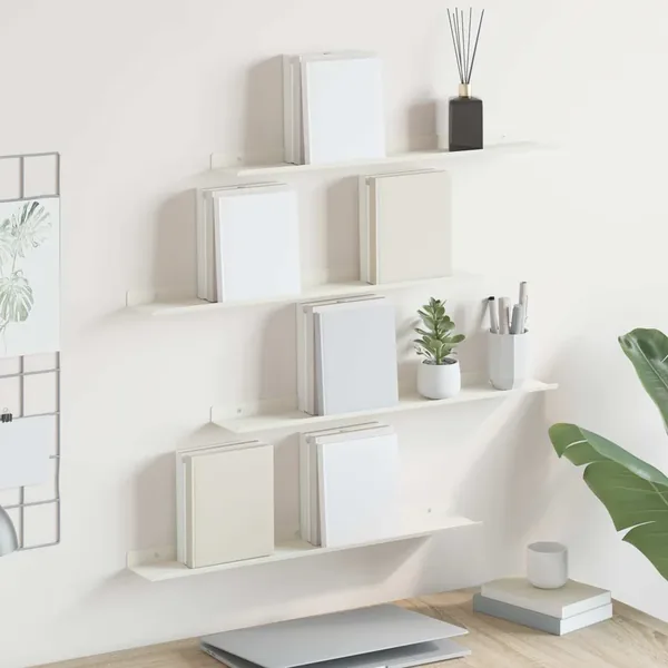 Étagère flottante 4 pcs Blanc 60 x 8,5 x 2,5 cm Acier