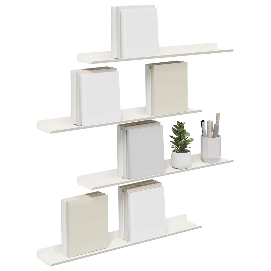 Étagère flottante 4 pcs Blanc 60 x 8,5 x 2,5 cm Acier - 3