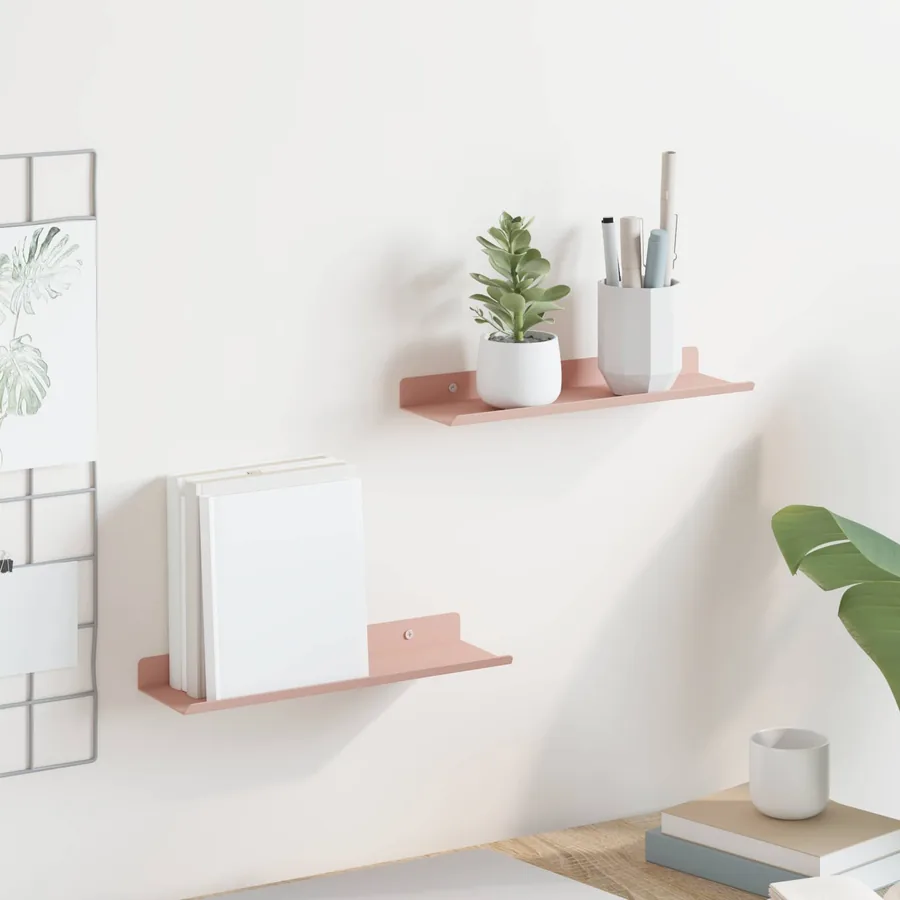 Étagère flottante 2 pcs Rose 30 x 9 x 2,5 cm Acier