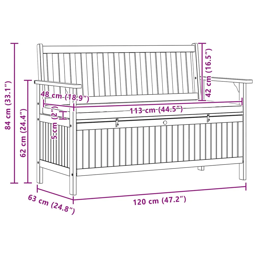 Banc de rangement 2 -Seater 120 x 63 x 84 cm Rectangulaire - 8