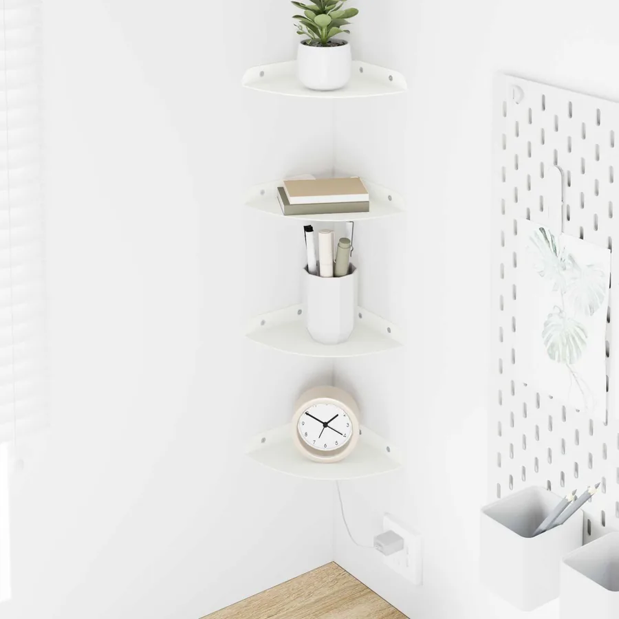 Étagère flottante avec étagère 4 pcs Blanc 15 x 15 x 2 cm