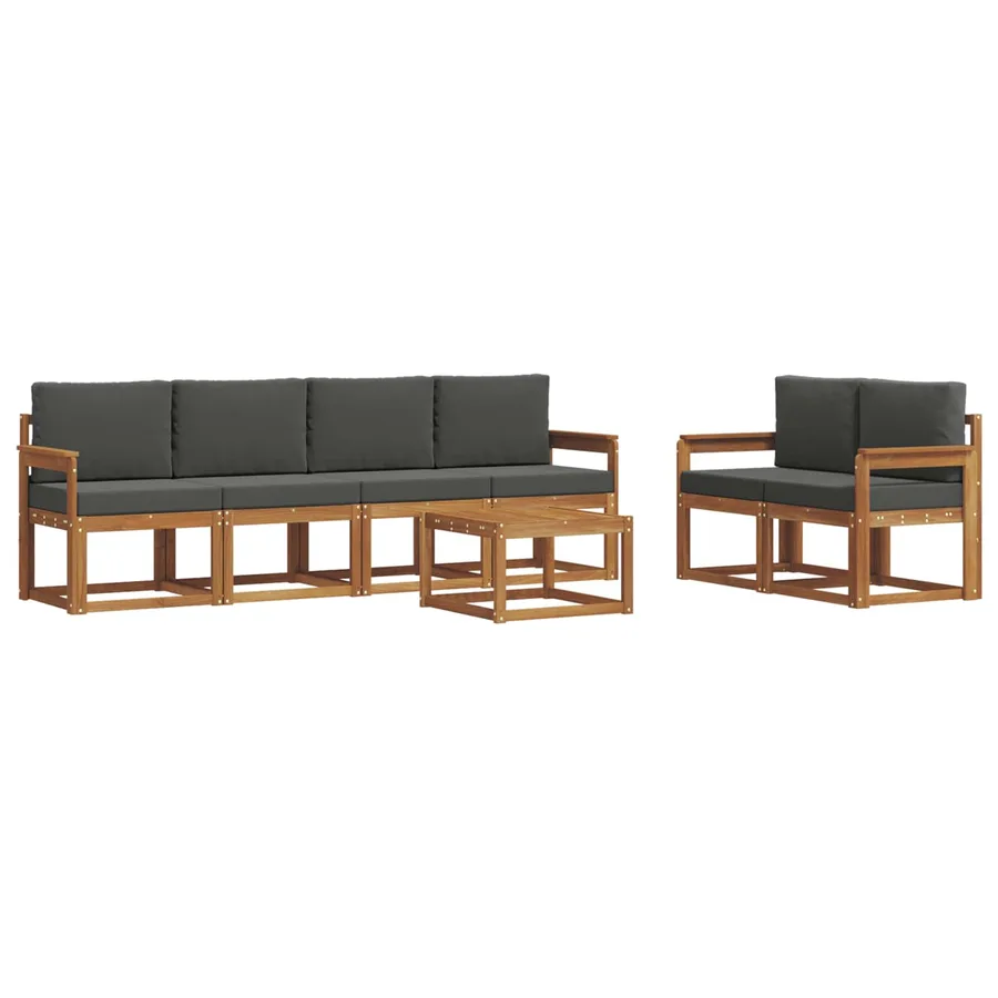 Ensemble de canapés d'extérieur 7 pcs Naturel et Anthracite - 2