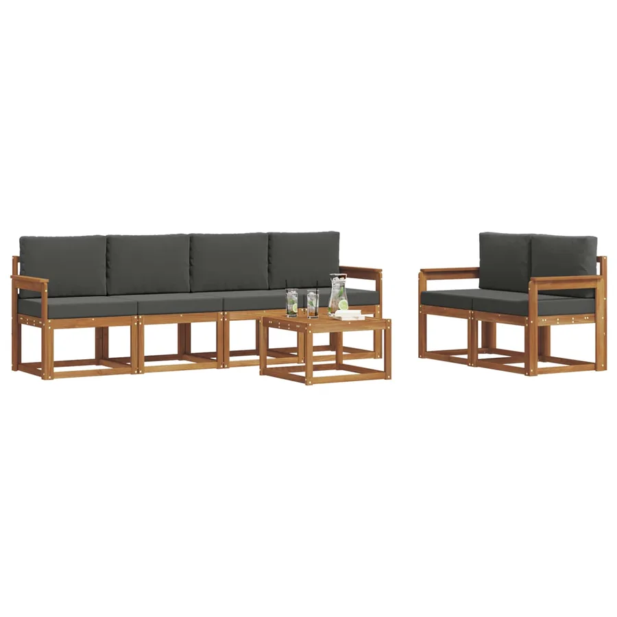 Ensemble de canapés d'extérieur 7 pcs Naturel et Anthracite - 3