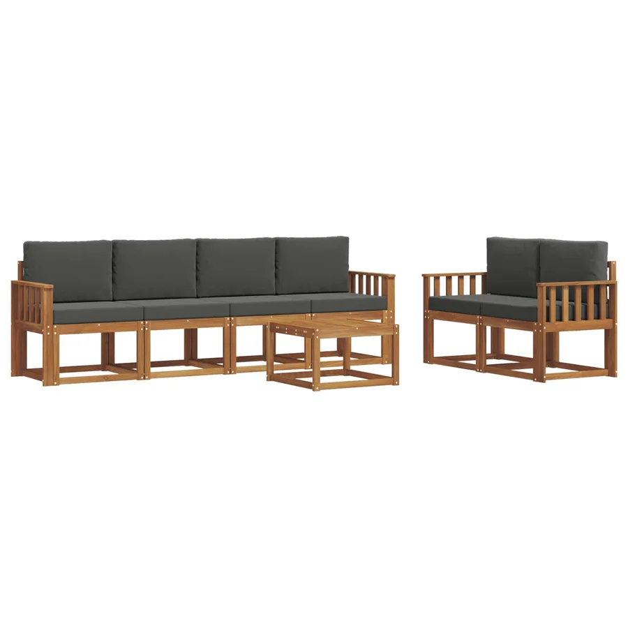 Ensemble de canapés d'extérieur 7 pcs Naturel et Anthracite - 2