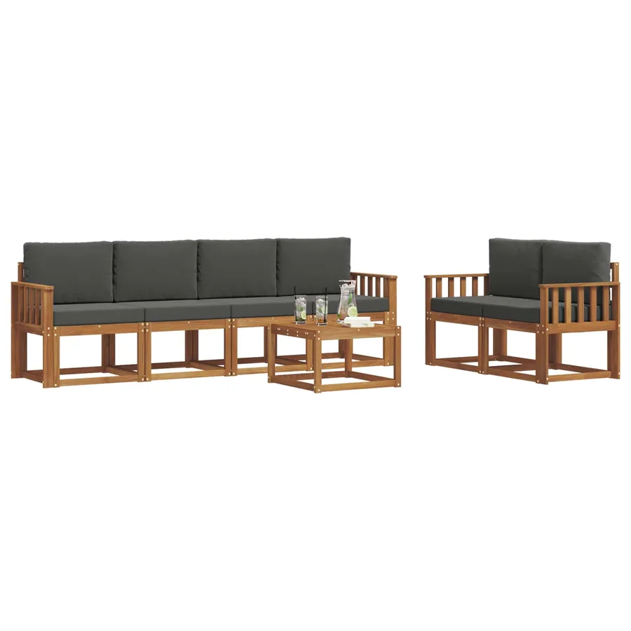 Ensemble de canapés d'extérieur 7 pcs Naturel et Anthracite - 3