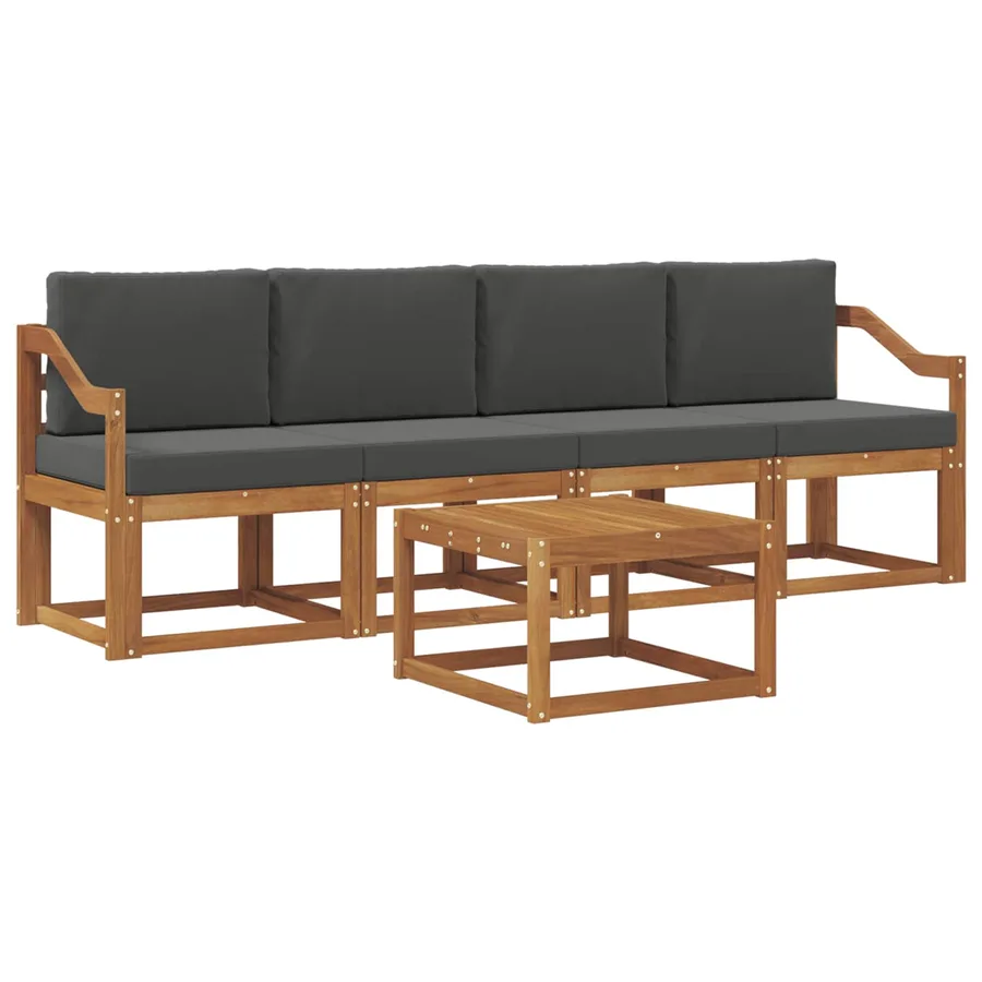 Ensemble de canapés d'extérieur 5 pcs Naturel et Anthracite - 2