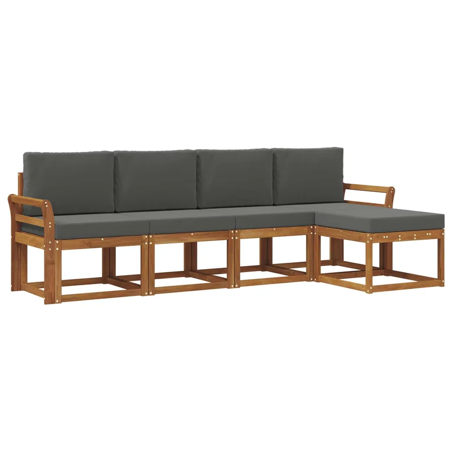 Ensemble de canapés d'extérieur 5 pcs Naturel et Anthracite - 2