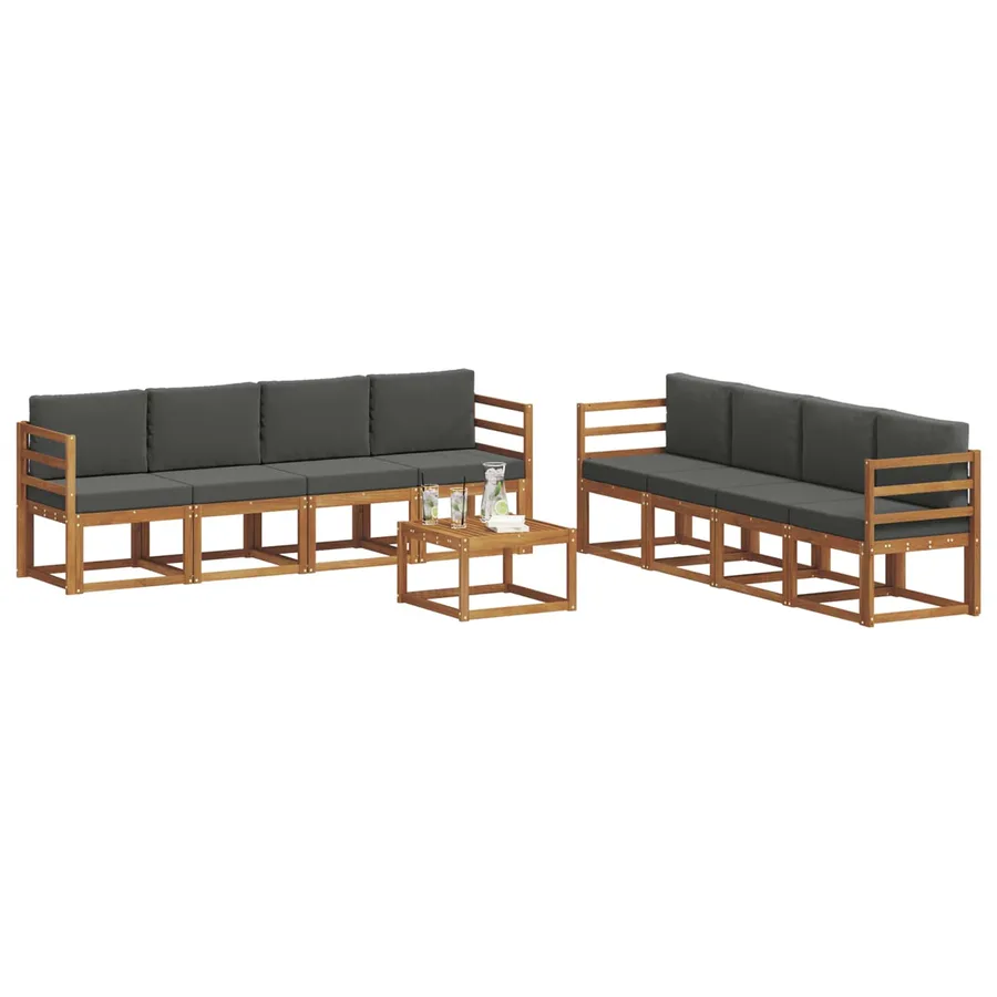 Ensemble de canapés d'extérieur 9 pcs Naturel et Anthracite - 3