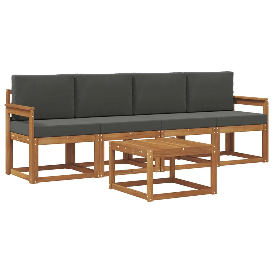 Ensemble de canapés d'extérieur 5 pcs Naturel et Anthracite - 2
