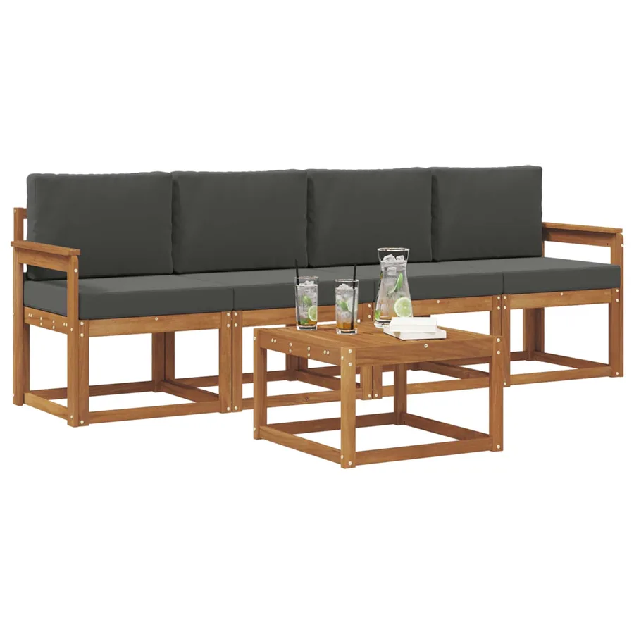 Ensemble de canapés d'extérieur 5 pcs Naturel et Anthracite - 3