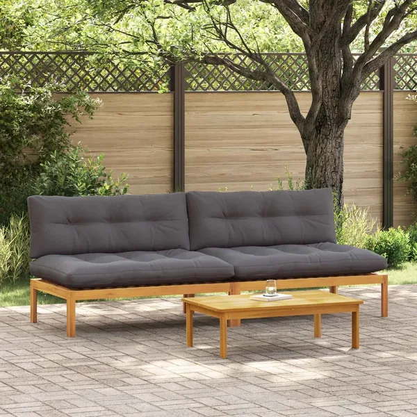 Unité de canapé du milieu 2 pc Gris Naturel et Foncé