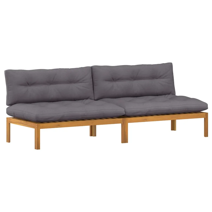 Unité de canapé du milieu 2 pc Gris Naturel et Foncé - 2