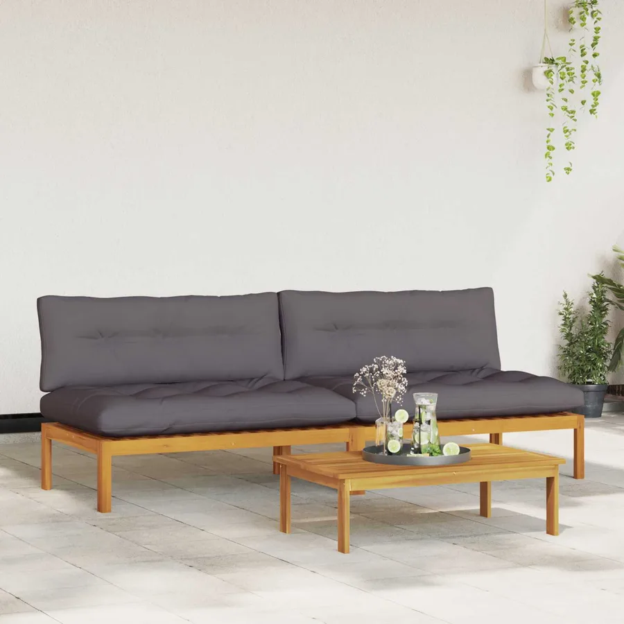 Unité de canapé du milieu 2 pc Gris Naturel et Foncé - 3