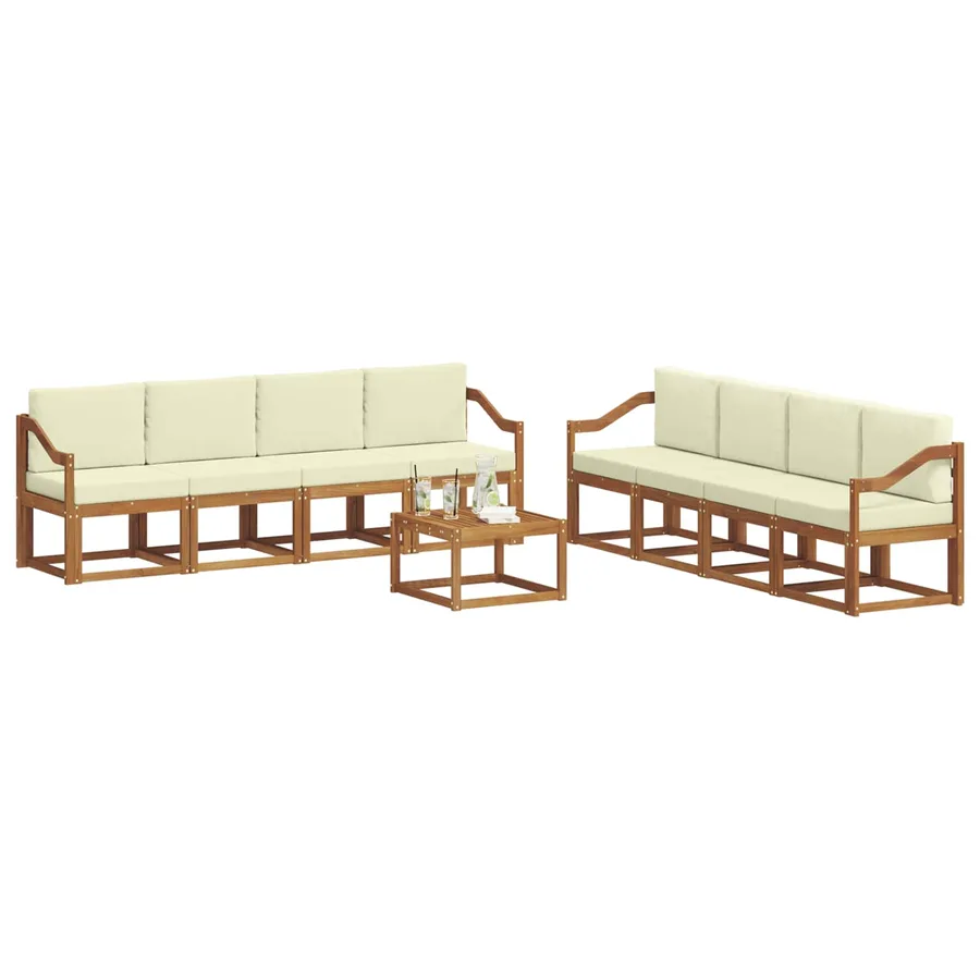 Ensemble de canapés d'extérieur 9 pcs Naturel et Crème - 3
