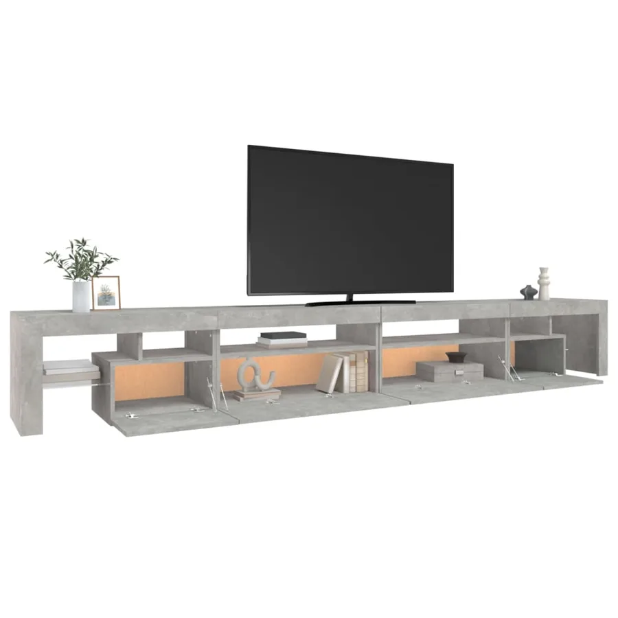 Meuble TV avec lumières LED Gris béton 290x36,5x40 cm - 6