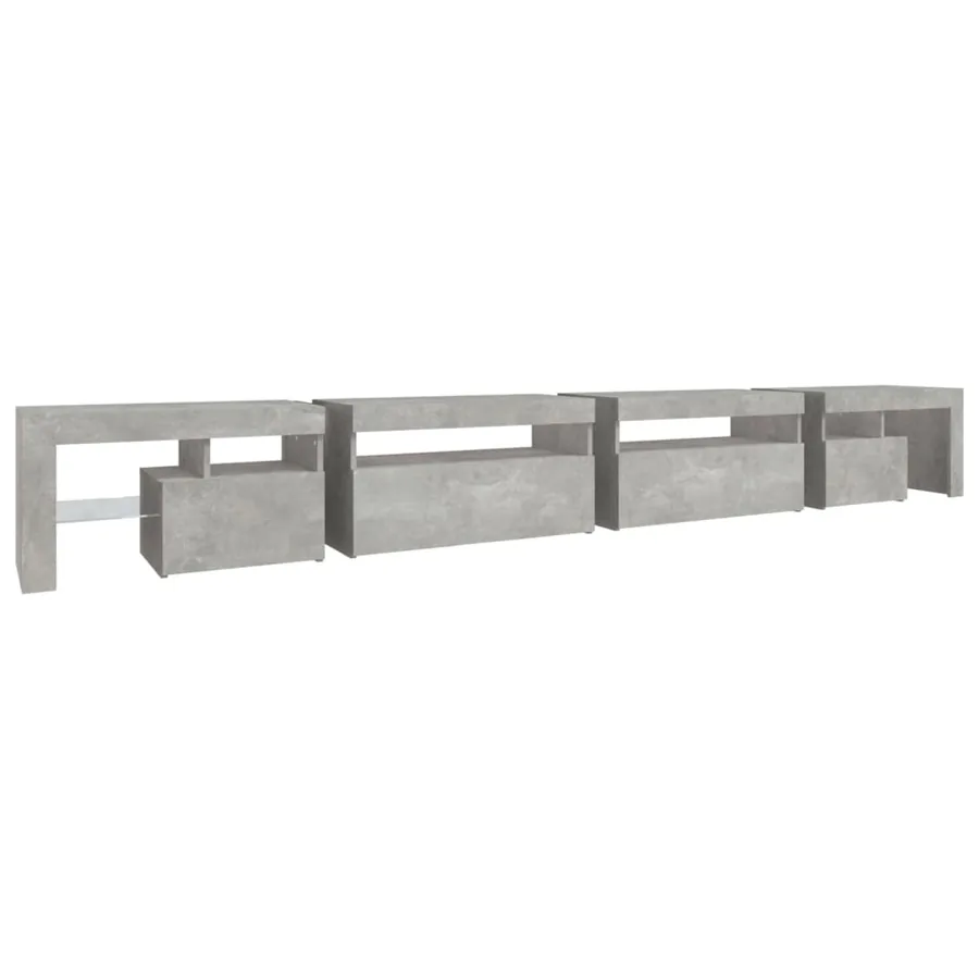 Meuble TV avec lumières LED Gris béton 290x36,5x40 cm - 8