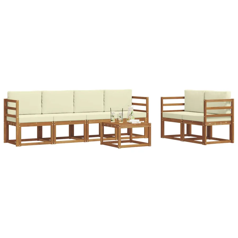 Ensemble de canapés d'extérieur 7 pcs Naturel et Crème - 3