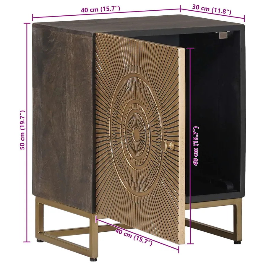 Table de chevet faite main Marron café 40 x 30 x 50 cm - 11