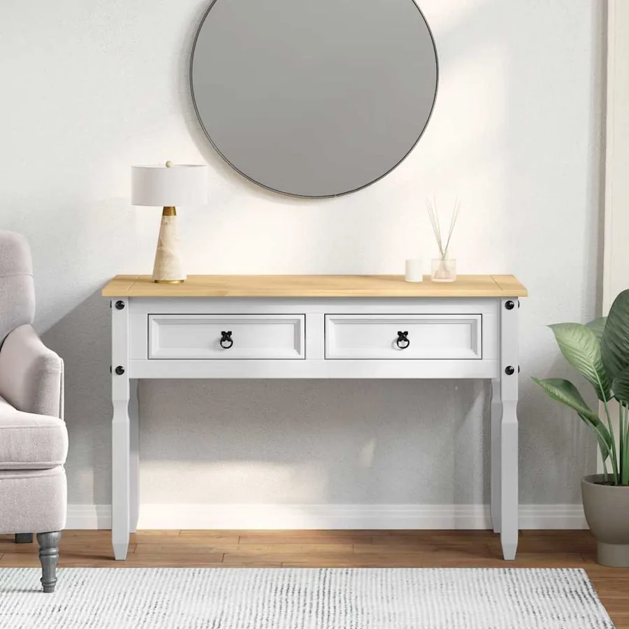 Table d'appoint Corona Blanc 115 x 46 x 73 cm Pin massif