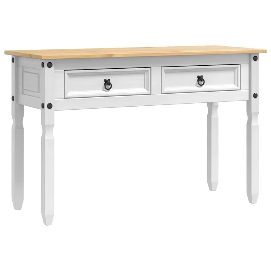 Table d'appoint Corona Blanc 115 x 46 x 73 cm Pin massif - 2