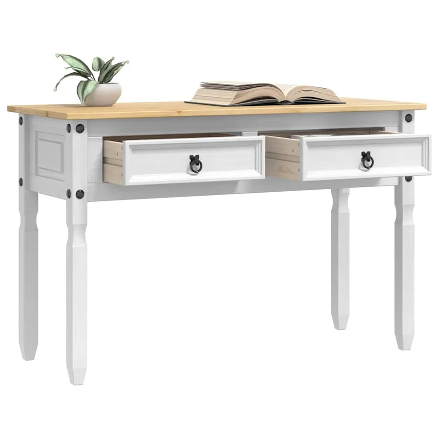 Table d'appoint Corona Blanc 115 x 46 x 73 cm Pin massif - 3