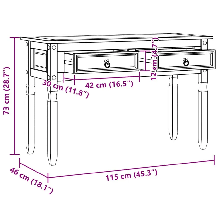 Table d'appoint Corona Blanc 115 x 46 x 73 cm Pin massif - 9