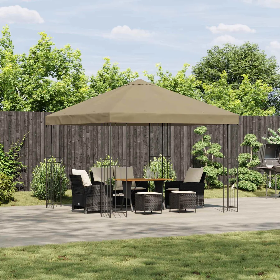 Pavillon 3 x 3 m Beige Polyester et Acier 190 gsm