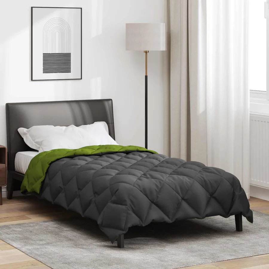 Duvet d'hiver Vert et Anthracite 140 x 200 cm Microfibre