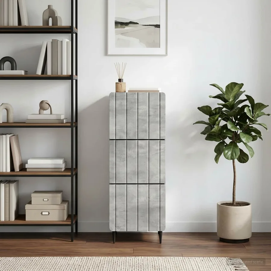 Armoire à tiroirs Gris béton 33 x 34,5 x 92 cm