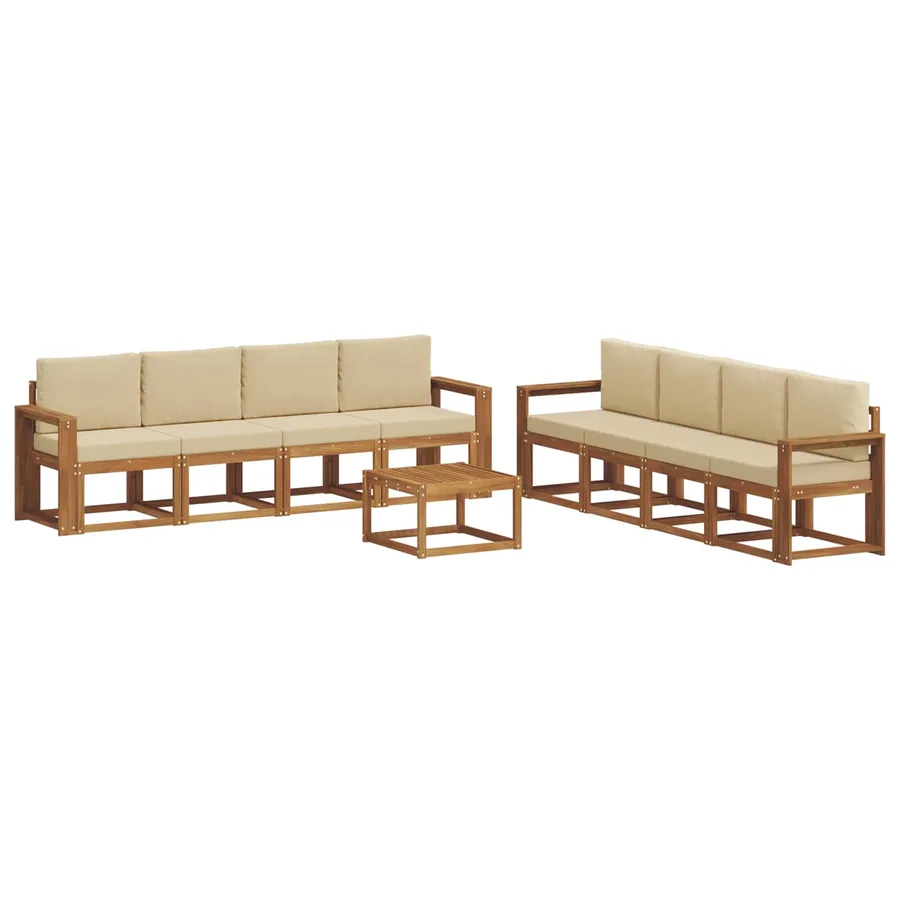 Ensemble de canapés d'extérieur 9 pcs Naturel et Beige - 2