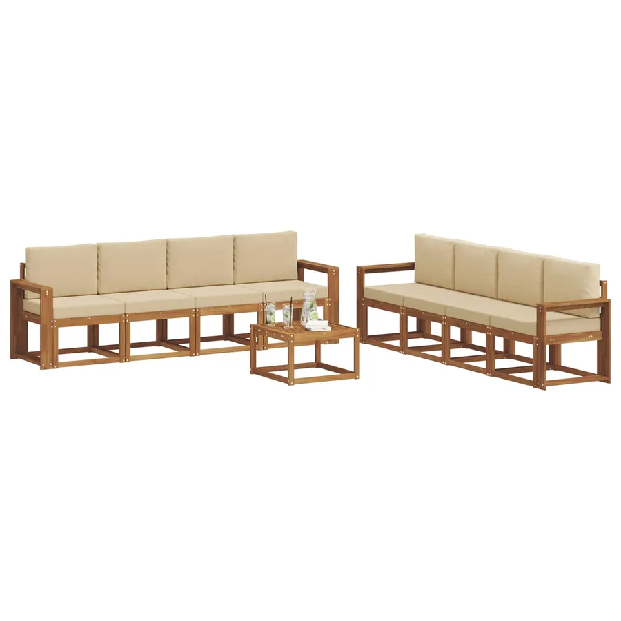 Ensemble de canapés d'extérieur 9 pcs Naturel et Beige - 3