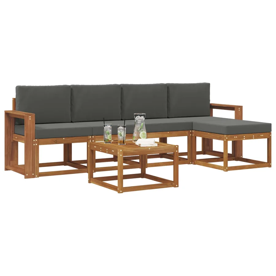 Ensemble de canapés d'extérieur 6 pcs Naturel et Anthracite - 3