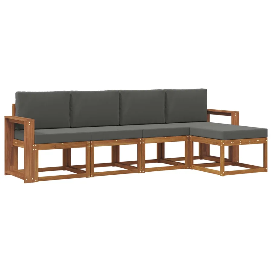 Ensemble de canapés d'extérieur 5 pcs Naturel et Anthracite - 2