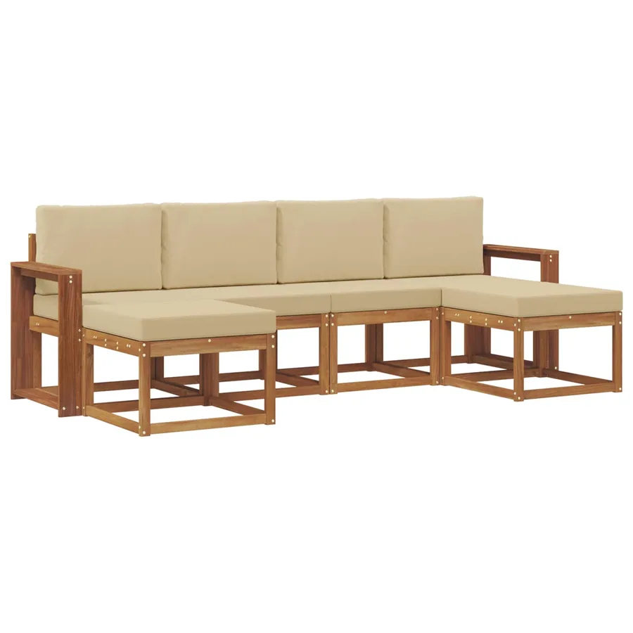 Ensemble de canapés d'extérieur 6 pcs Naturel et Beige - 2