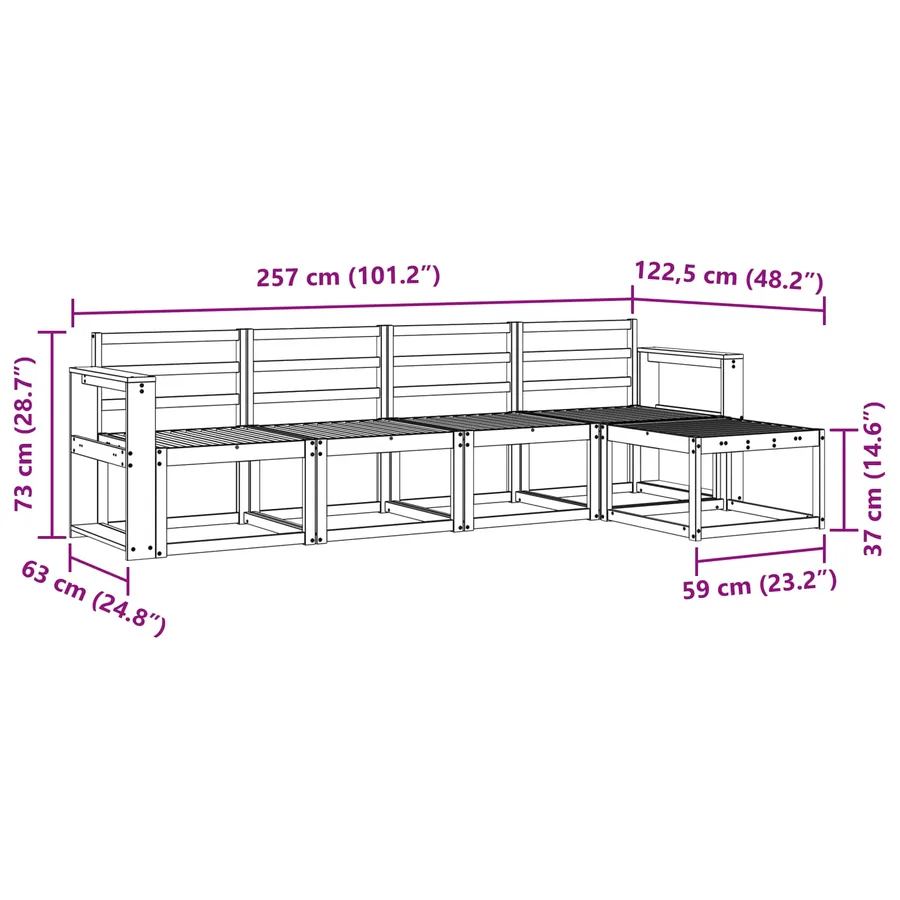 Ensemble de canapés d'extérieur 5 pcs Naturel - 8