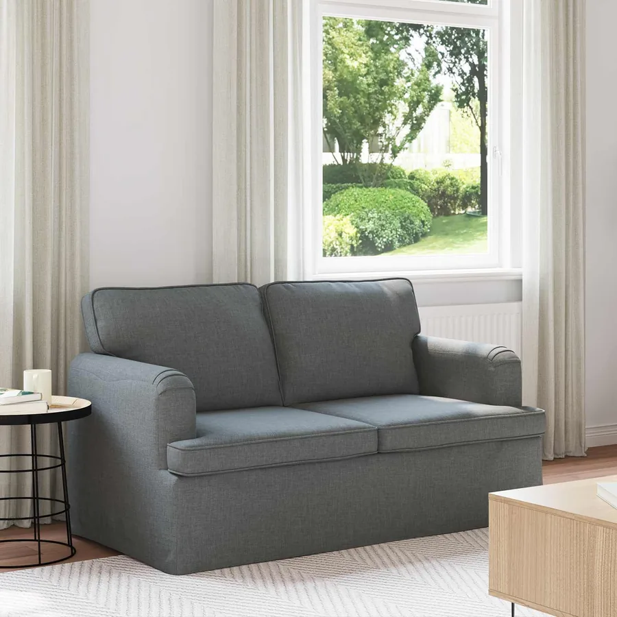 Canapé Gris foncé 144 x 80 x 85 cm tissu