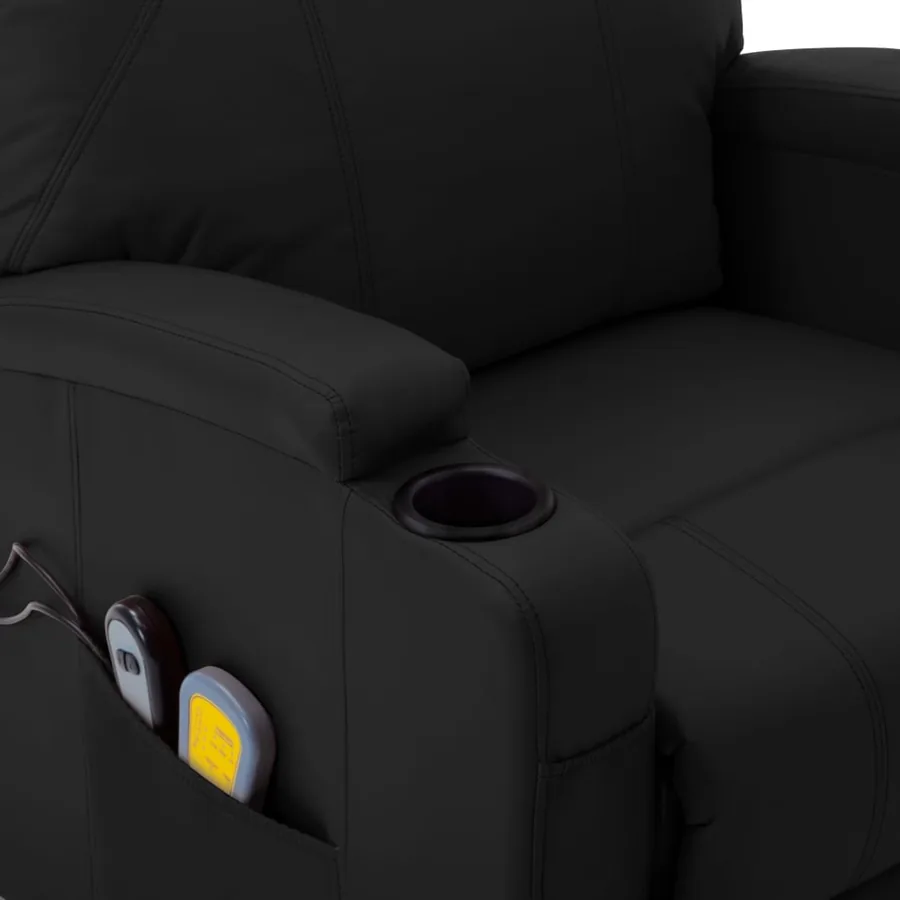 Fauteuil de massage Noir Similicuir - 7