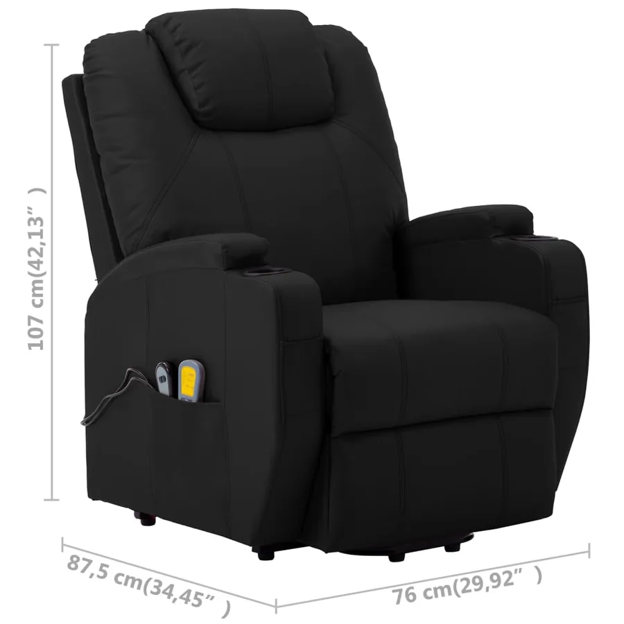 Fauteuil de massage Noir Similicuir - 8